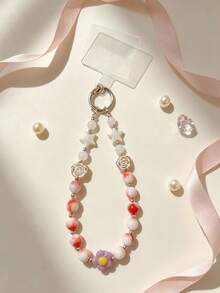 1pc Star & Flower Beaded Phone Case Lanyard, Sweet Bag & Car Charm, CCD Camera Keychain Anti-Lost Chain, Suitable For Daily Wear, Can Be Used As A Gift - Multicolor - View 3