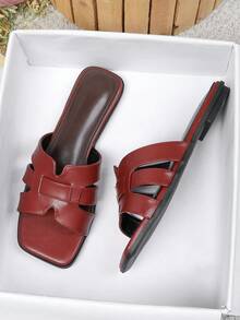 Women's Flat Sandals Spring Summer New Versatile Soft Sole Beach Slippers Fashion Roman Sandals - Burgundy - View 5