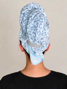 1pc/4pcs Leopard Print Quick Dry Hair Towel, Coral Fleece Super Absorbent Hair Towel With Hanging Loop, Fast Drying Bath Cap Suitable For Long Curly Hair, Soft Frizz-Free Women's Headwrap, For Home And Travel Use, Best Gift For Partner - Multicolor - View 9