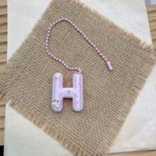 You Can Make Your Own White Diamond Letter Car Rearview Mirror Hanger. It Features A Silver Bead Chain Design, With An Elegant Shiny Cream Texture. It Can Be Easily Hung On The Car's Rearview Mirror And Is A Charming Interior Decoration For Your Car. - Letter Pendant - View 20