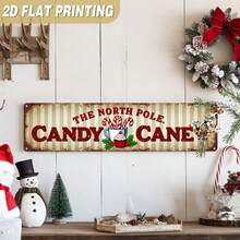 2D Flat, 1pc Vintage Candy Cane Metal Sign - Large Vintage Christmas Wall Decor With Candy Cane Stripes, Durable Iron Material, Suitable For Home, Bar, Store - North Pole Theme Holiday Decoration And Gift Idea (Random Style) - A - View 6