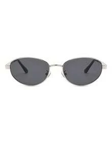 1 Pair Men's Metal Oval Frame High-Quality Minimalist Street Style Music Festival Outfit Driving Fashion Glasses - Silver - View 3