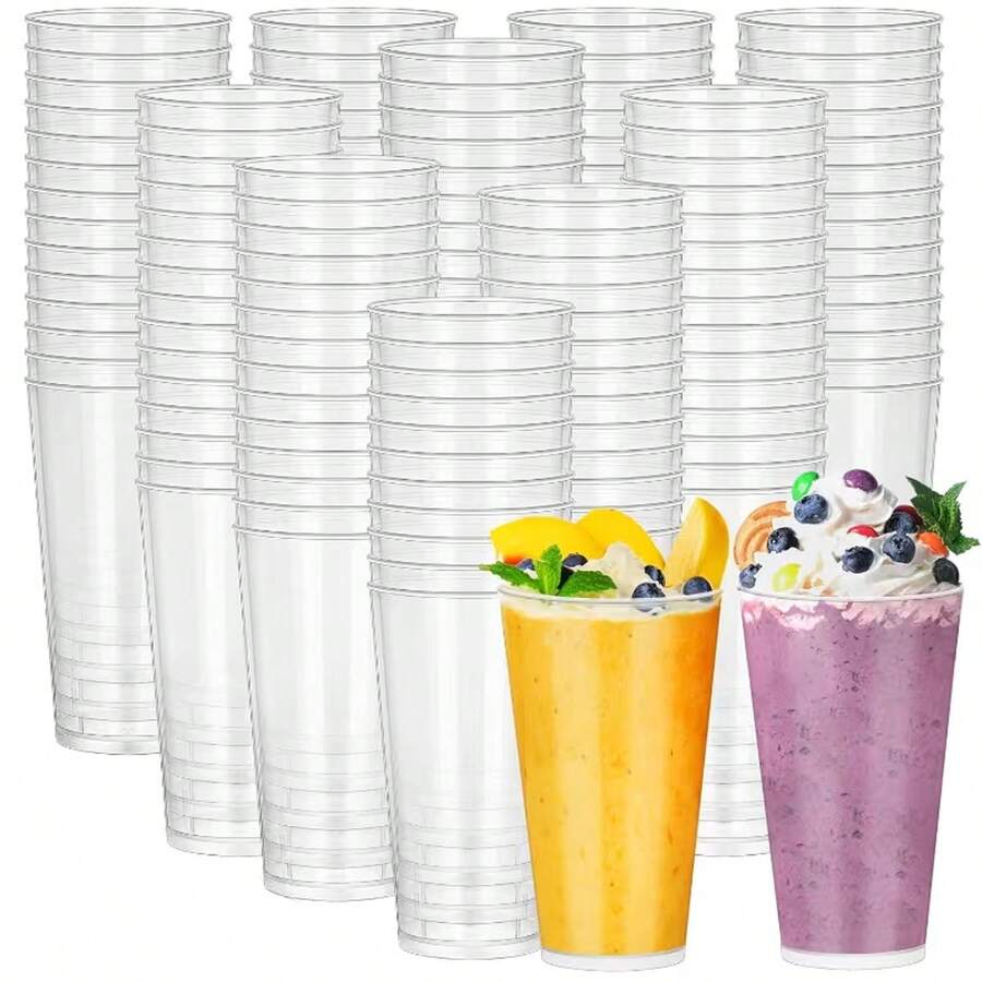 10PCS/50PCS/100PCS 100ml Transparent Cups Pudding Jelly Ice Cream Dessert Cups Transparent Pudding Cups Party Wedding Catering Food Containers Mini Desserts Restaurant Mini Cups, Suitable For Party, Wedding, Catering, Ice Cream, Pudding And Food Containers, Kitchen Supplies - Transparent - View 1