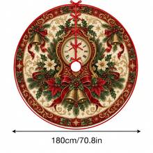 1pc Vintage Clock Bell Pattern Christmas Tree Skirt, Elegant Color Holiday Decor, 5 Sizes, Unisex Holiday Gift, Suitable For Home And Party Christmas Home Decoration - Vintage Alarm Clock - View 11