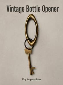 Retro Metal Oval Keychain With Creative Key Shaped Bottle Opener - Multicolor - View 8