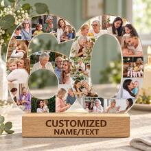 1pc Custom Photo Collage Number Ornament, Personalized Acrylic Tabletop Keepsake, Meaningful Milestone Gift For Birthday, Anniversary, Wedding, Graduation, Retirement, Family Memory Display, Home Shelf And Desk Decoration - Multicolor - View 19