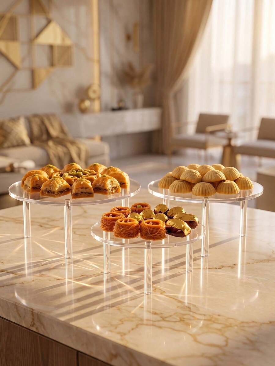 Dessert Tray Transparent Round Acrylic Cake Stand Transparent Cupcake Stand Dessert Cupcake Pastry Candy Display Rack Suitable For Dessert Table Birthday Party Wedding Event Birthday Decoration