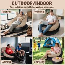 Sofa Lipat Portabel untuk Berkemah di Luar Ruangan dengan Sandaran Kaki, Kursi Bean Bag Tiup, Sofa Lipat Portabel dengan Sandaran Kaki, Kursi Bean Bag Bulat Lembut Lipat, Kursi Santai Multifungsi Satu Lapis untuk Ruang Tamu, Kamar Tidur, Balkon, Kantor, Asrama, Piknik, Sofa Nyaman untuk Hadiah Rumah - Model baru - View 5