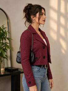 Women Blazers - Burgundy - View 2
