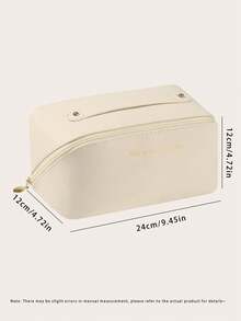 1pc Waterproof PU Leather Large Capacity Makeup Bag, Women's Handbag, Double Layer Makeup Storage Bag, Cosmetic Organizer, Toiletry Bag, Travel Essential, Cruise Essential, Vacation Essential, Neutral Large Capacity Portable Makeup Bag - Multicolor - View 11