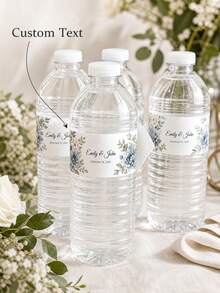 10/20/30pcs Customized Wedding Water Bottle Labels, Personalized Name And Date, Floral Bottle Stickers, Multiple Designs Available, Wedding Reception Supplies, Engagement Party Decor - Multicolor - View 2