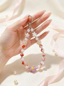 1pc Star & Flower Beaded Phone Case Lanyard, Sweet Bag & Car Charm, CCD Camera Keychain Anti-Lost Chain, Suitable For Daily Wear, Can Be Used As A Gift - Multicolor - View 5