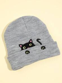 1pc Women's Sweet Cute Cat Peek-A-Boo Knit Hat, Warm For Autumn/Winter, Versatile For Daily Wear - Multicolor - View 11