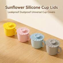 1pc Reusable Sunflower Silicone Cup Lid, Creative Sunflower Shaped Silicone Cup Lid, Leak-Proof, Dust-Proof, Heat-Insulating, Dust-Proof Heat-Insulating Mug Lid, Ideal Gift For Friends And Family, Perfect Accessory For Cups And Tableware - Multicolor - View 6