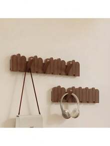 Luxury Solid Wood Hidden Folding Wall-Mounted Coat Rack, 45° Slanted Anti-Slip Hook Design, Hand-Polished Smooth Wall Storage Organizer, Suitable For Entryway And Bedroom, Minimalist Japanese Style Entryway Hat, Bag And Key Rack - View 2
