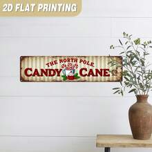2D Flat, 1pc Vintage Candy Cane Metal Sign - Large Vintage Christmas Wall Decor With Candy Cane Stripes, Durable Iron Material, Suitable For Home, Bar, Store - North Pole Theme Holiday Decoration And Gift Idea (Random Style) - A - View 5