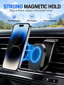 2pcs/1pc Car Air Vent Clip Magnetic Phone Holder, 360° Rotation, Designed For Navigation, Compatible With Multiple Car Models And Phones, Hands-Free Car Phone Mount, Car Accessories, 2026 Road Trip Essential - Clip-on Style - View 7