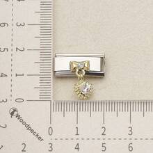 1PC Stainless Steel Italian Modular Bracelet Charm, Enamel Cute Butterfly Heart & Flower Pendant, DIY Bracelet Jewelry Making Supplies - 0.9x2cm Module - View 9