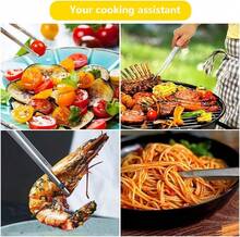 Kitchen Tongs For Home Use, 30 Cm, Versatile Grilling And Cooking Tongs – An Essential Kitchen Utensil For Home Cooks And Professionals When Grilling And Preparing Steaks - Silver - View 6