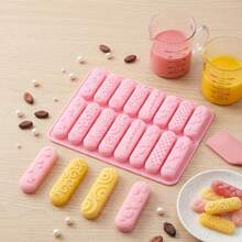1pc 16-Cavity Different Texture Long Bar Mold, Silicone Chocolate Cookie Mold, Long Bar Candy Baking Mold, Suitable For Making Cheese Sticks, Soft Candy, Chocolate Bars, Crayons, Cupcake Decorations - View 1
