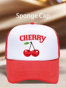 1pc Men 'hat 'CHERRY' Printed Hats For Men Adjustable Design UV Protection Perfect For Outdoor Excursions, Hiking, And Everyday Wear-A Perfect Gift. - Multicolor - View 3
