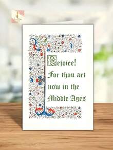 Vintage Medieval Style Birthday Greeting Card, Funny Middle‑Aged Humor Printed Card, Ornate Illuminated Manuscript Art Design, Hilarious Joke Present For Friends Turning Middle‑Age, Unique Decorative Card For Birthday Celebration - One Size Fits All - View 3