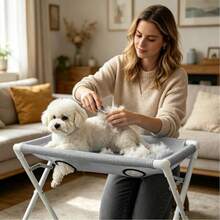 1pc Foldable Pet Grooming Stand (60*40*33cm), Portable Elevated Pet Bathing Rack With Breathable Mesh Tabletop, Suitable For Dog And Cat Bathing, Drying, And Grooming, For Large, Medium, And Small Dogs And Cats, Stable Fixed Pet Bathing Accessory - 60*40*33cm - View 2