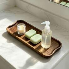 Wavy Edge Wooden Vanity Tray Set, Natural Wood Grain Rectangular Decorative Tray, Multi-Functional Storage Tray Suitable For Kitchen Living Room Desktop Storage Decoration Display - Multicolor - View 4