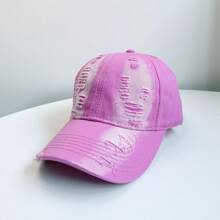 1pc Fashion Distressed Ripped Edge Soft Top Baseball Cap, Curved Brim Baseball Cap For Daily Wear - Multicolor - View 6