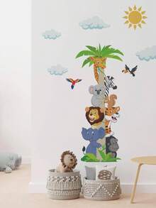 1 pieza Pegatina de pared con patrón de animal de dibujos animados, Pegatina de pared de PVC de dibujos animados para decoración del hogar, Pegatina, Calcomanía de pared, Para decoración del hogar, Proyecto de decoración de primavera Renueva tu hogar, Pegatina de decoración de llama Regalo de cumpleaños Graduación - Multicolor - Ver 2