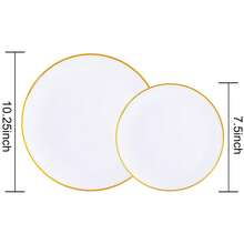 Minimalist White With Gold Rim Round Tray/Plate/Platter - 7.5 Inch Small Plate/10.25 Inch Large Plate, Stackable Space-Saving, Elegant Tableware, Suitable For Weddings, Birthday Parties, Christmas, School Gatherings, Outdoor Banquets And Daily Dining. Suitable For Both Formal And Informal Occasions, Versatile Party Tableware, Ideal Choice For Event Planners - View 8