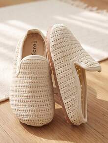 Zapatillas tipo mule para niña, de moda, con calado de malla, estilo lazy, slip-on, antideslizantes, suaves, planas, transpirables, para interior y exterior, primavera y verano - Albaricoque - Ver 6