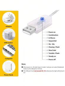 6 buah Lampu Hias Tirai LED, 8 Mode Pencahayaan dengan Kontrol Jarak Jauh, Lampu Peri, Bertenaga USB, Tahan Air, Cocok untuk Natal, Pernikahan, Pesta, Rumah, Taman, Kamar Tidur, Dekorasi Dinding - Lampu Tirai - View 10