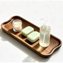 Wavy Edge Wooden Vanity Tray Set, Natural Wood Grain Rectangular Decorative Tray, Multi-Functional Storage Tray Suitable For Kitchen Living Room Desktop Storage Decoration Display - Multicolor - View 6