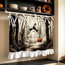 1PC Kitchen Curtain, Forest Ghost Pattern Multi-Functional Decorative Curtain, Suitable For Kitchen Curtain Cover, Oven Cover, Laundry Room, Dishwasher, Bathroom Window And Kitchen, Halloween Decoration - Multicolor - View 8