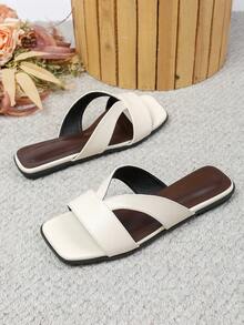 Women's Flat Sandals Spring Summer New Versatile Soft Sole Beach Slides Fashion Roman Sandals - White - View 5
