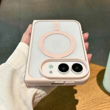 Miniso 磁吸無線充電手機殼，相容 iPhone Duo，新款 iPhone 18 折疊式，壓克力 PC 硬背 + TPU 軟邊，高透明 HD 保護殼，極簡商務高級風，中性款 - 粉色 - 查看 5