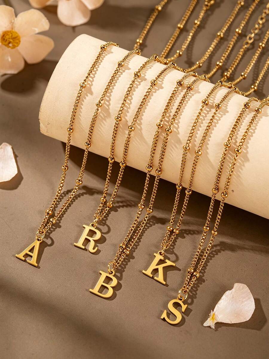 A Simple Stainless Steel 26 Letter Pendant Necklace For Women. - Multicolor - View 1