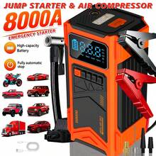 Portable Car Jump Starter, 180PSI Digital Display Tire Inflator, Compatible With Gasoline Engines And Various Engines, LED Flashlight Car Accessories Set, Portable Car Emergency Tool, Includes Various Adapters, A Multi-Functional Product Combining Car Jump Starter And Tire Inflator - Portable Multi-functional Integrated Pump - View 2