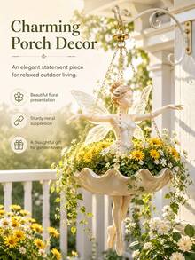 Fairy Ballet Mermaid Hanging Planter, Decorative Flower Pot With Chain, Fantasy Hanging Basket For Flowers And Trailing Plants, Suitable For Garden, Porch, Patio, Balcony, Indoor And Outdoor Decor - Multiple Styles - View 3