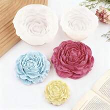 4pcs Large Peony Silicone Molds, Suitable For DIY Aromatherapy Candles, Handmade Soap Making And Craft Production, 3D Floral Home Decor Gift - White - View 2