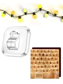 10/20/30pcs Mini Light Hooks With Adhesive Strips Indoor String Light Clips | Transparent Small Non-Damaging Plastic Wall Hooks For Hanging Decor - Fairy Mini Christmas Light Line Hooks Clips For Decoration - View 3