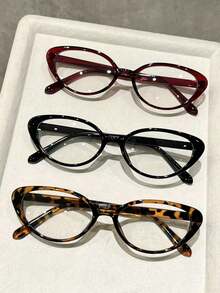 1 Pair/2 Pairs/3 Pairs Women's Fashion Glasses Leopard Print, Cat Eye Shape - Multicolor - View 1
