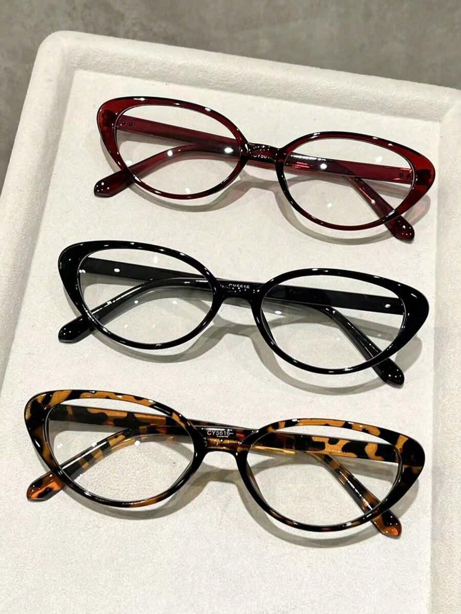 1 Pair/2 Pairs/3 Pairs Women's Fashion Glasses Leopard Print, Cat Eye Shape - Multicolor - View 1