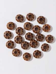 20pcs Vintage Wooden Beads DIY Accessories, Bohemian Geometric Pattern Beads, Suitable For Bracelet, Hair Accessories, Handcrafting - Wooden Beads - View 5