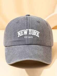 1pc Letter Pattern Couple Baseball Cap, All-Season Comfortable Breathable Unisex Trucker Hat, Vintage Solid Color Dad Hat, Suitable For Beach, Vacation - Multicolor - View 6