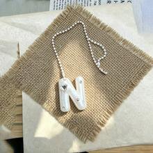 You Can Make Your Own White Diamond Letter Car Rearview Mirror Hanger. It Features A Silver Bead Chain Design, With An Elegant Shiny Cream Texture. It Can Be Easily Hung On The Car's Rearview Mirror And Is A Charming Interior Decoration For Your Car. - Letter Pendant - View 29