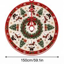 1件裝花環雪人圖案聖誕樹裙，優雅配色節日裝飾，5種尺寸，中性節日禮物，適合居家與派對聖誕家居裝飾 - 花環雪人 - 查看 12