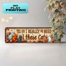 2D Flat Decorative Metal Sign With Cat And Text - Vintage Wall Art Decor For Home, Salon, Club - 4 X 16 Inches (Random Style) - A - View 7