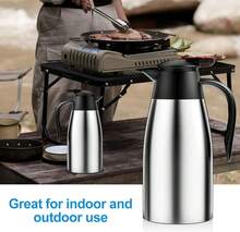 Insulated Stainless Steel Carafe With 2-Liter Capacity, Stylish Beverage Dispenser For Meetings And Home Entertaining - Silver - View 5